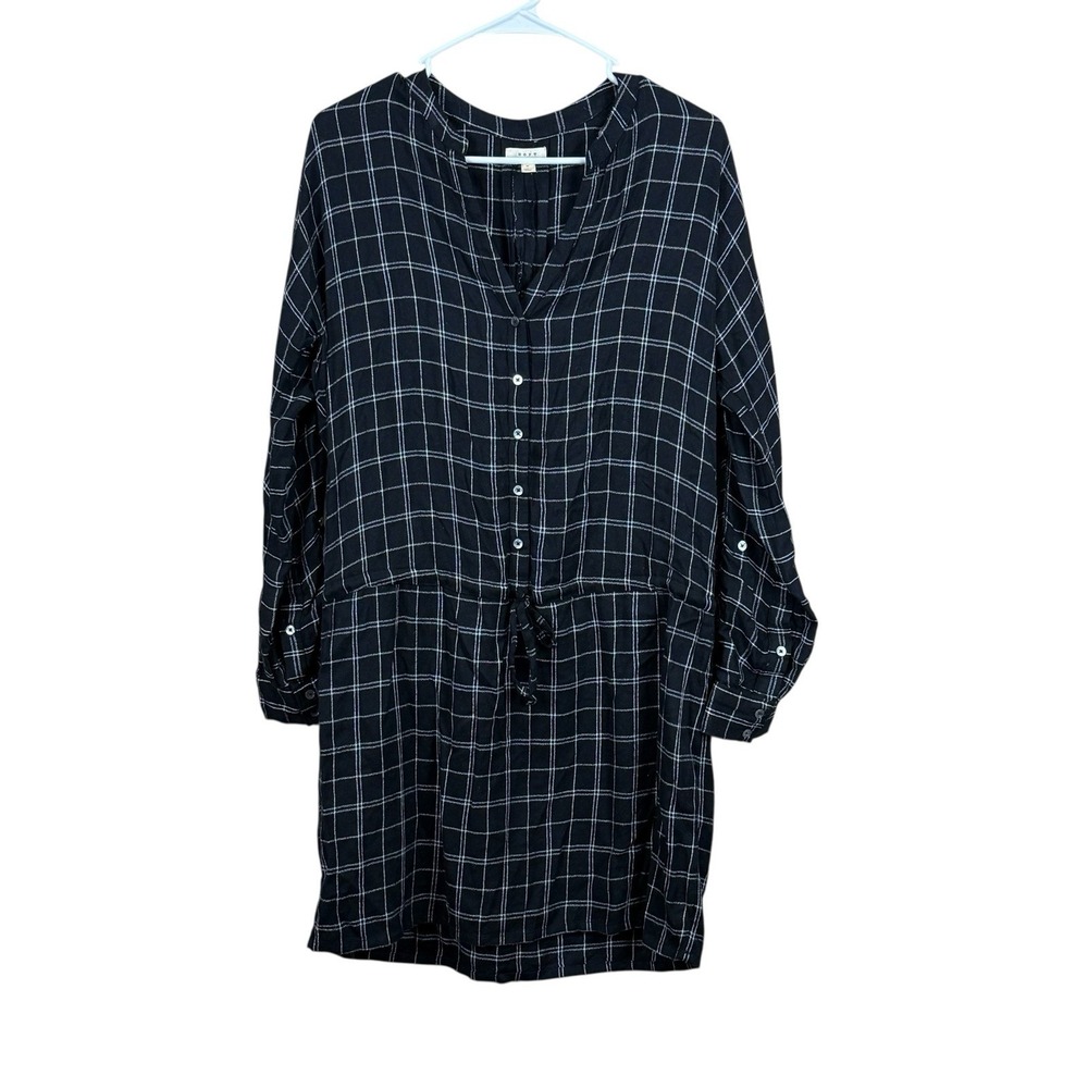 Soft Joie Black‎ Dress - Size Small - Black Checked - Drawstring Waist - EUC